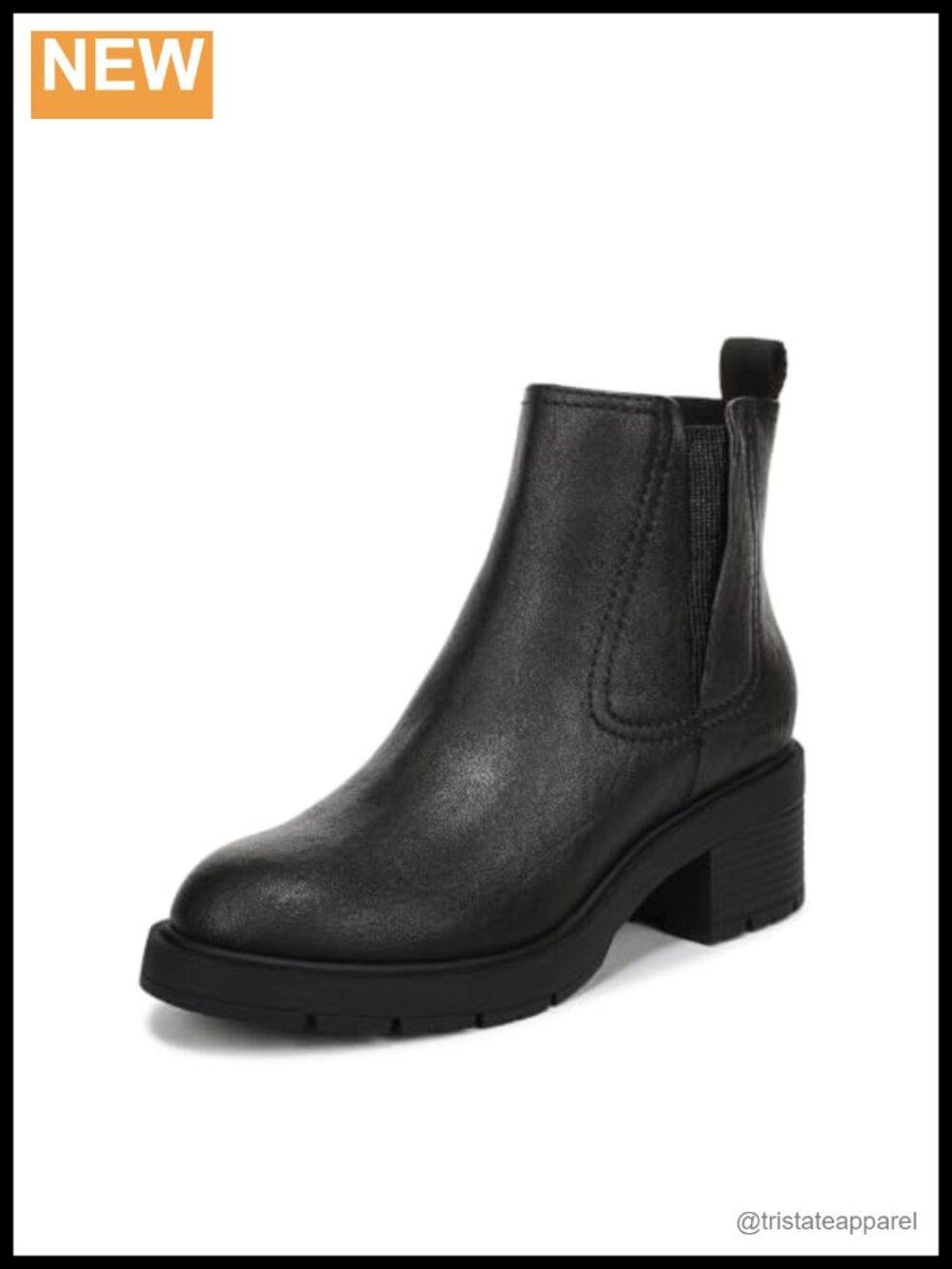 Women's Chelsea Ankle Boots Faux Leather Block Heel
